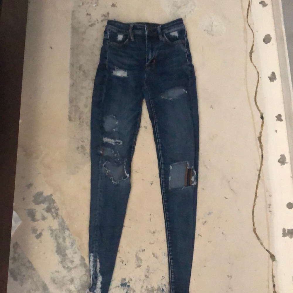 Size 0, Dark Blue Ripped American Eagle Jeans